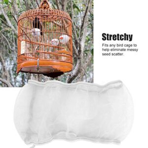 Strnek 2Pcs Bird Cage Cover Seed Catcher Birdcage Lightweight Soft Airy Polyester Mesh Cover Skirt Guard Universal Parrots Cage Accessories 26.0-52.0Inx6.7In (Small-White)