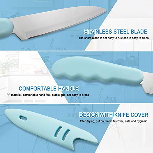 Paring Knife,3 Pieces New Sharp and Durable Fruit Knife, Comfortable Non-slip Handle, with Protective Cover, Suitable for Most Types of Vegetables and Fruits (pink,blue,green)