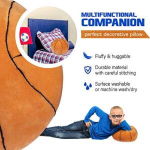 Plush Basketball | Fluffy Stuffed Basketball Plush Toy | Soft Stuffed Basketball Plush | Basketball Plush Toys | Gift for Toddler Boys | 8” Diameter