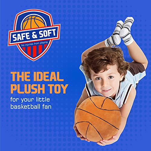 Plush Basketball | Fluffy Stuffed Basketball Plush Toy | Soft Stuffed Basketball Plush | Basketball Plush Toys | Gift for Toddler Boys | 8” Diameter