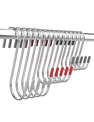 NewFamily 40 Pack S Hooks Stainless Steel for Hanging,Heavy Duty S Shaped Hooks for Hanging Clothes, Metal Hooks for Kitchen,Wardrobe,Work Shop,Bathroom,Garden,Office