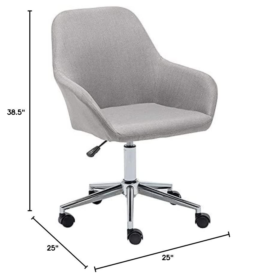 BTEXPERT Arm Mid Back Home Computer, Office Task Wheels, Swivel Height Adjustable, Comfy Soft Desk Chair, (5174), Gray Fabric