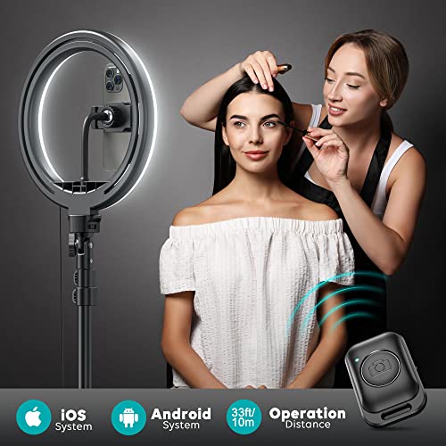 Weilisi 10" Ring Light with Stand 72'' Tall & Phone Holder,38 Color Modes Selfie Ring Light with Tripod Stand,Stepless Dimmable/Speed LED Ring Light for iPhone & Android,YouTube, Makeup,TIK Tok