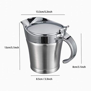 16OZ Gravy Boat Stainless Steel Gravy Warmer Serving Sauce Jug with Lid 450ML