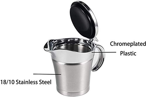 16OZ Gravy Boat Stainless Steel Gravy Warmer Serving Sauce Jug with Lid 450ML