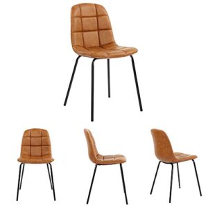 thksbought Modern Chairs Set of 2 PU Leather Dining Chairs with Legs for Kitchen Living Room(Brown)