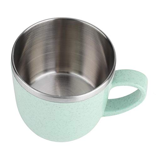 Stainless Steel Wheat Straw Cup Thermal Flasks Insulation Water Coffee Juice Milk Mug Stainless Steel Color Insulated Coffee Cup Camping Wheat Straw Cup Wheat Cup(03)