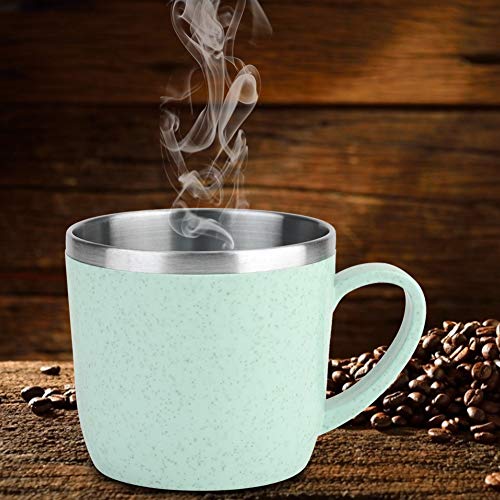 Stainless Steel Wheat Straw Cup Thermal Flasks Insulation Water Coffee Juice Milk Mug Stainless Steel Color Insulated Coffee Cup Camping Wheat Straw Cup Wheat Cup(03)