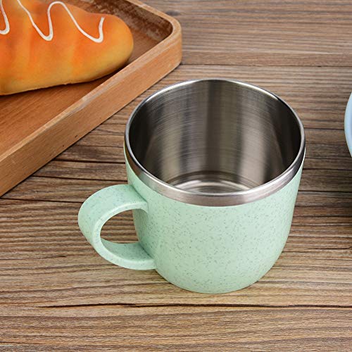 Stainless Steel Wheat Straw Cup Thermal Flasks Insulation Water Coffee Juice Milk Mug Stainless Steel Color Insulated Coffee Cup Camping Wheat Straw Cup Wheat Cup(03)