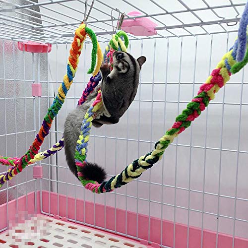 Handmade Sugar Glider Toys for Climbing/ Exercising/ Jungle Exploration, Hanging Toy Cage Accessories, Rat Toys, Bird Rope Perch Swing Toy, Random Color, 6 Pack
