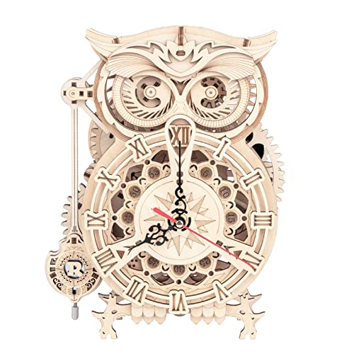 RoWood 3D Puzzles for Adults, Wooden Model Kits for Adults to Build, Birthday Gift for Adults & Teens (161 PCS)- Owl Clock