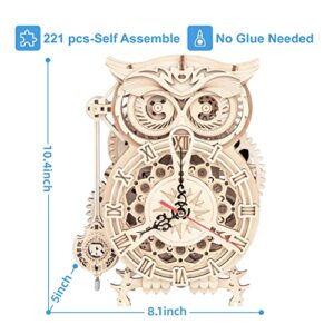 RoWood 3D Puzzles for Adults, Wooden Model Kits for Adults to Build, Birthday Gift for Adults & Teens (161 PCS)- Owl Clock