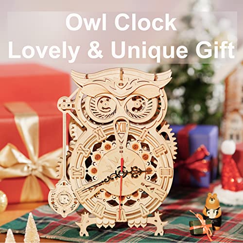 RoWood 3D Puzzles for Adults, Wooden Model Kits for Adults to Build, Birthday Gift for Adults & Teens (161 PCS)- Owl Clock