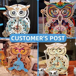 RoWood 3D Puzzles for Adults, Wooden Model Kits for Adults to Build, Birthday Gift for Adults & Teens (161 PCS)- Owl Clock