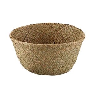 Woven Basket Seagrass Wickerwork Basket Rattan Foldable Hanging Flower Pot Planter (Color : Nature, Size : M)