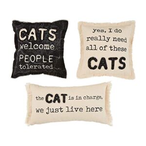 Mud Pie Washed Canvas CAT Pillow, Charge