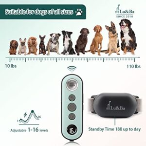 Lu&Ba Dog Shock Collar, Rechargeable Dog Training Collar with Remote 3000ft Waterproof E Collar with 3 Safe Mode Beep Vibration and 16 Shock Level for 10-110lb Small Medium Large Dogs