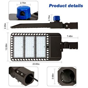 LEDMO 300W LED Parking Lot Light 36000LM 5000K Adjustable Slip Fit Mount Security Light with Dusk-to-Dawn Photocell IP65 Waterproof LED Stadium Flood Light for Garage, Yard, Street 2 Pack