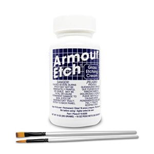 armour etch glass etching cream kit - create permanently etched designs - 10oz net weight - bundled with moshify application brushes