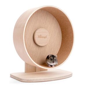 niteangel wooden hamster exercise wheel: - silent hamster running wheel for hamsters gerbil mice and other similar-sized small pets (s)