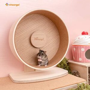 Niteangel Wooden Hamster Exercise Wheel: - Silent Hamster Running Wheel for Hamsters Gerbil Mice and Other Similar-Sized Small Pets (S)