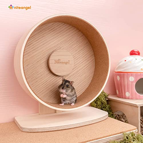Niteangel Wooden Hamster Exercise Wheel: - Silent Hamster Running Wheel for Hamsters Gerbil Mice and Other Similar-Sized Small Pets (S)