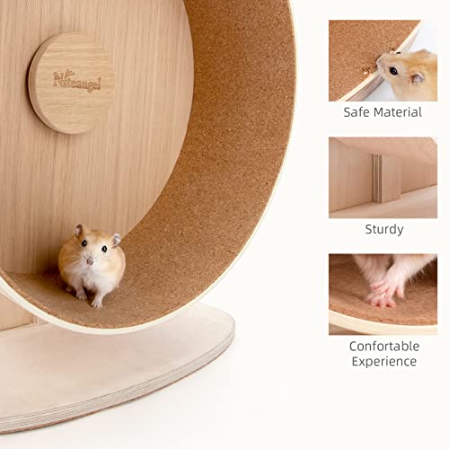 Niteangel Wooden Hamster Exercise Wheel: - Silent Hamster Running Wheel for Hamsters Gerbil Mice and Other Similar-Sized Small Pets (S)