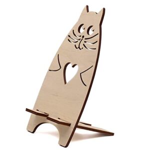 Dolyacrystal Wooden Phone Holder - Cute Decorative Dock with Animal Design - Lightweight & Non-Slip Wood Phone Stand for Desktop, Kitchen, Bedroom, Office - Cradles Most Smartphones & Tablets