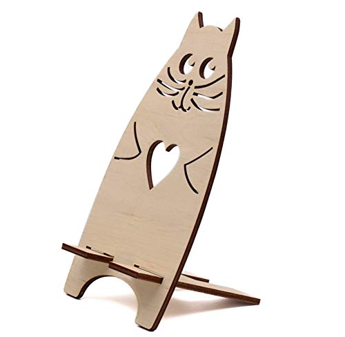 Dolyacrystal Wooden Phone Holder - Cute Decorative Dock with Animal Design - Lightweight & Non-Slip Wood Phone Stand for Desktop, Kitchen, Bedroom, Office - Cradles Most Smartphones & Tablets