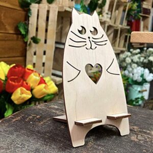 Dolyacrystal Wooden Phone Holder - Cute Decorative Dock with Animal Design - Lightweight & Non-Slip Wood Phone Stand for Desktop, Kitchen, Bedroom, Office - Cradles Most Smartphones & Tablets