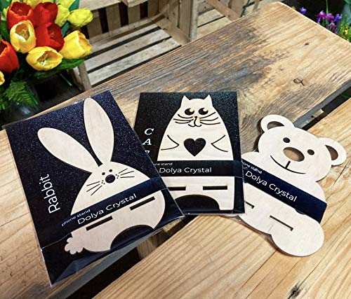 Dolyacrystal Wooden Phone Holder - Cute Decorative Dock with Animal Design - Lightweight & Non-Slip Wood Phone Stand for Desktop, Kitchen, Bedroom, Office - Cradles Most Smartphones & Tablets