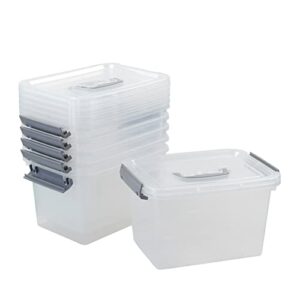 cadineus 6 pack 5 liter clear plastic storage bin, plastic boxes with lids