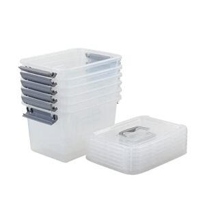 CadineUS 6 pack 5 Liter Clear Plastic Storage Bin, Plastic Boxes with Lids