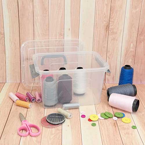 CadineUS 6 pack 5 Liter Clear Plastic Storage Bin, Plastic Boxes with Lids