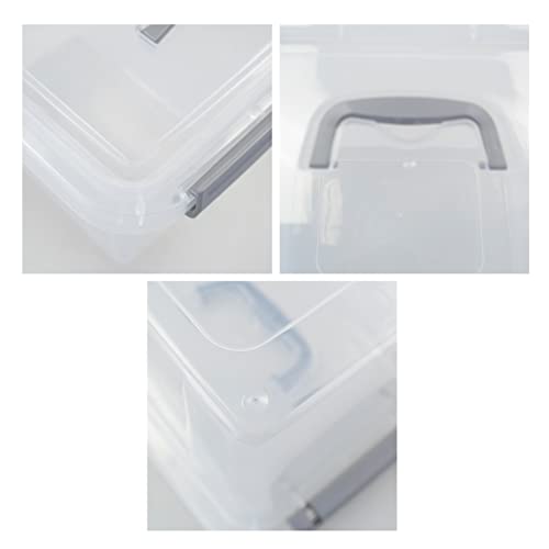 CadineUS 6 pack 5 Liter Clear Plastic Storage Bin, Plastic Boxes with Lids