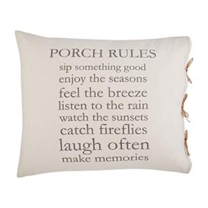 mud pie porch rules pillow, tan