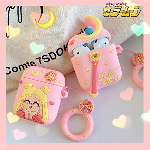 Besoar Sailor Girl for Airpod 1/2 Case, Cartoon Cute Fashion Cool Silicone Design Character Cover for Airpods, Unique Stylish Kawaii Funny Fun Protective Shell Girls Women Girly Cases Air Pods 2&1