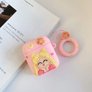 Besoar Sailor Girl for Airpod 1/2 Case, Cartoon Cute Fashion Cool Silicone Design Character Cover for Airpods, Unique Stylish Kawaii Funny Fun Protective Shell Girls Women Girly Cases Air Pods 2&1