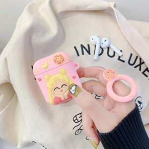 Besoar Sailor Girl for Airpod 1/2 Case, Cartoon Cute Fashion Cool Silicone Design Character Cover for Airpods, Unique Stylish Kawaii Funny Fun Protective Shell Girls Women Girly Cases Air Pods 2&1