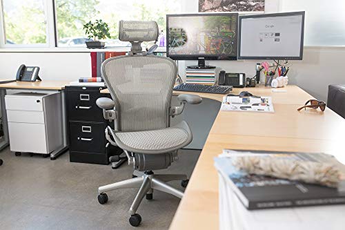 The Original H3 Zinc Headrest for Herman Miller Aeron Chair Plus Casters | Colors and Mesh Match Classic Aeron Chair 2016 and Earlier Models | Aeron Chair Not Included