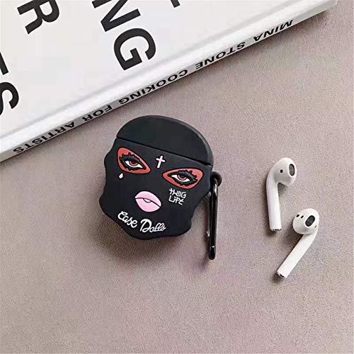 Besoar Woman Mask for Airpod 1/2 Case, Cartoon Cute Fashion Cool Silicone Design Cover for Airpods, Unique Stylish Kawaii Funny Fun Trendy Protective Shell Girls Women Girly Teens Cases Air Pods 2&1