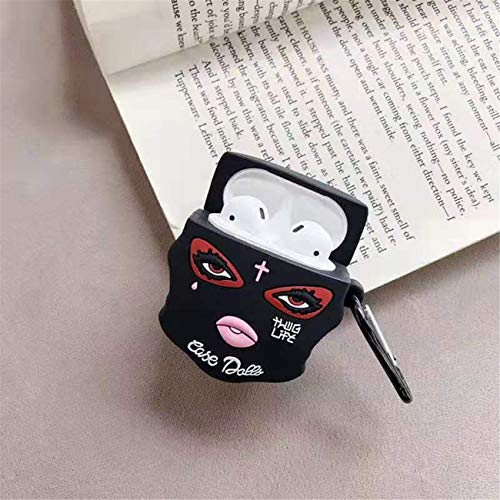 Besoar Woman Mask for Airpod 1/2 Case, Cartoon Cute Fashion Cool Silicone Design Cover for Airpods, Unique Stylish Kawaii Funny Fun Trendy Protective Shell Girls Women Girly Teens Cases Air Pods 2&1