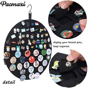 PACMAXI Hanging Brooch Pin Display Holder, Wall Pin Collection Storage Organizer, Cute Pin Banner Case Hold Up to 76 Pins.(Pins not Included) (Black)