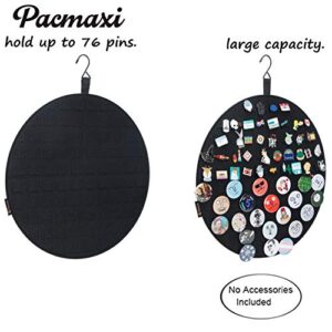PACMAXI Hanging Brooch Pin Display Holder, Wall Pin Collection Storage Organizer, Cute Pin Banner Case Hold Up to 76 Pins.(Pins not Included) (Black)