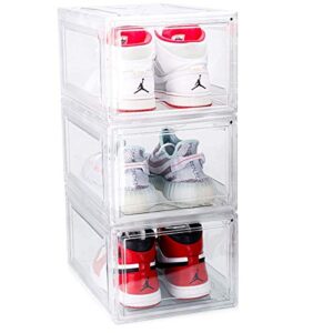 lyhmgz transparent shoe box display cabinet womens mens shoe storage box with clear door, storage box for sports shoe large storage box | family organization and storage (clear, 3 pack)