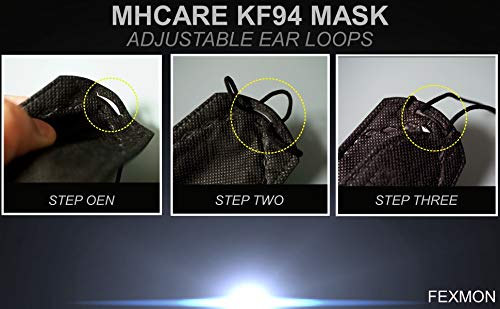 (Pack of 20) Korea Black Disposable KF94_ Face Mask, Unisex, 4-Layer Filters Breathable Comfortable, Adjustable Strap, Nose Mouth Covering Dust Mask Made in Korea.