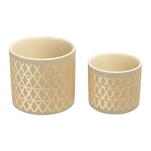 Main + Mesa Stoneware Pots with Gold Pattern, Set of 2