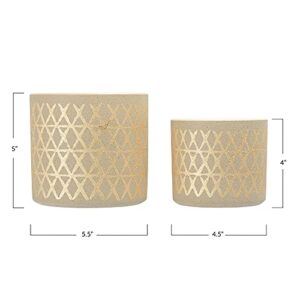 Main + Mesa Stoneware Pots with Gold Pattern, Set of 2