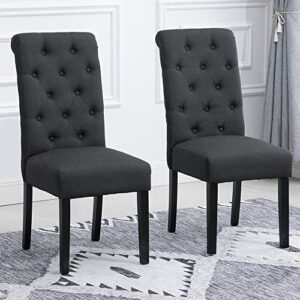belifeglory padding dining chair, set of 2 wooden leg high back dining chair upholstered fabric dining room chairs kitchen chairs