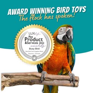 Busy Bird | Ele-Waiter Foraging Bird Toy - Helicopter Arm adjusts Elevator to Expose Treats - 100% Metal, Ultimate Brain Teaser and Mind Game for Medium to Extra Large Birds